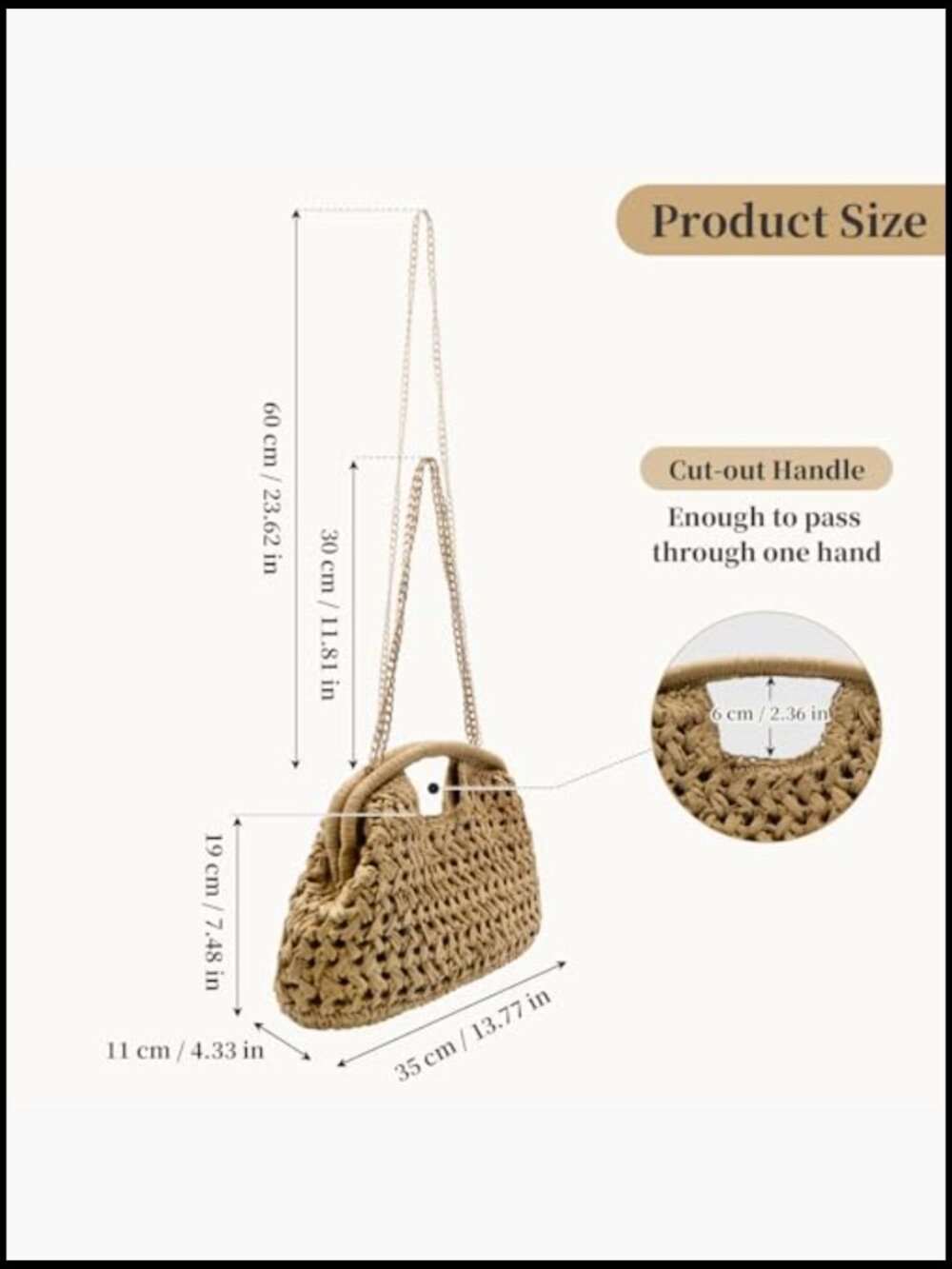 Woven Straw Clutch Purse Summer Beach Dumpling Handbag Crossbody Shoulder Bag - Picture 4 of 7